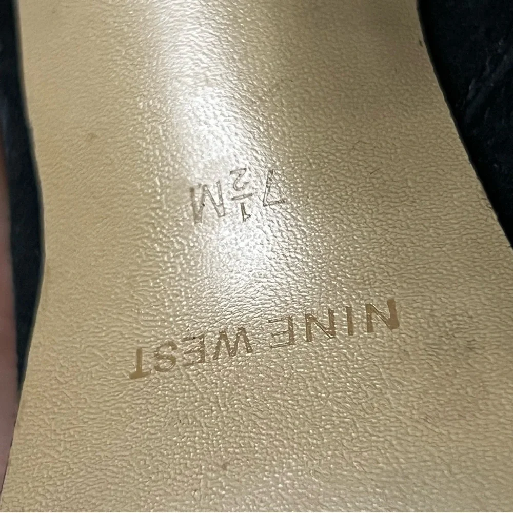 NINE WEST Black Platform Suede Stiletto Knee-Length Tall Leather Boots Shoes 7.5